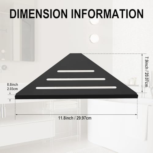 BVL Corner Shower Shelf, 8 Inch Matte Black 2-PACK Bathroom Corner Organizer, 3M Adhesive Wall Mounted Shower Caddy, Waterproof Rustproof Metal Storage Rack for Shampoo Soap