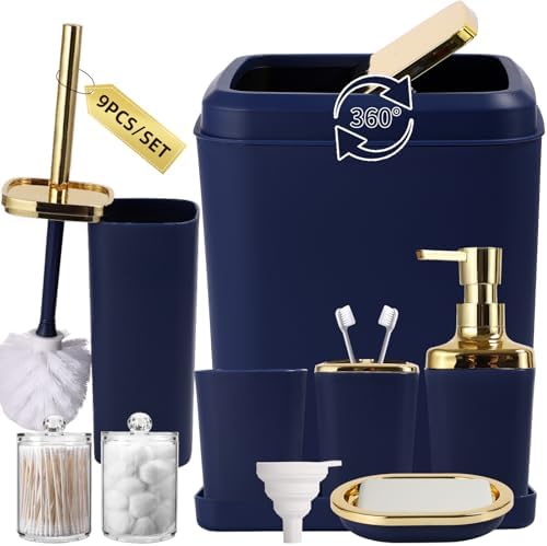 XLHOMO Blue Bathroom Set, 9PC Bathroom Set, Bathroom Accessory Set