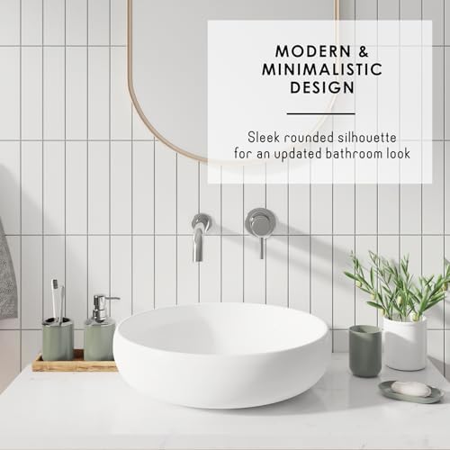 Clara Clark Bathroom Accessories Set - 28PC Bathroom Set with Adhesive Corner Shower Caddy Hanging, Bathroom Sets with Shower Curtain and Rugs, Sage Green Shower Curtain Set with Bathroom Trash Can