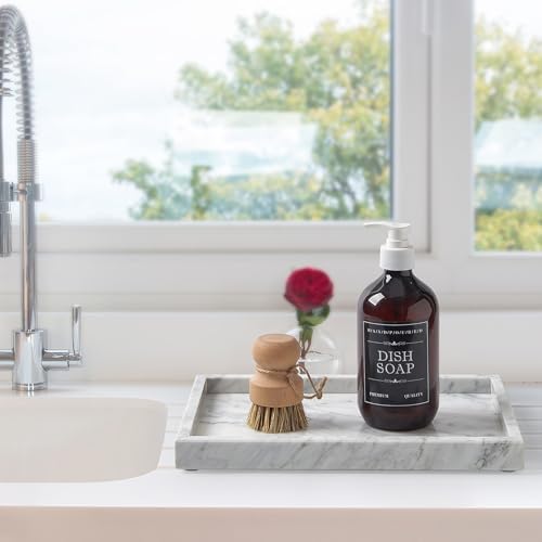 Natural Large Marble Vanity Tray, Stone Organizer for Bathroom & Kitchen