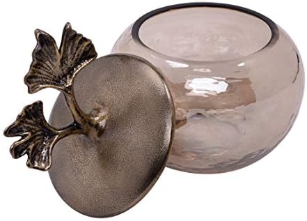 Decozen Qtip Holder and Cotton Jar with Lid - Elegant Glass and Metal Organizer for Decorative Kitchen Home Decor Bath Accessories Countertop Bedroom Glass Jar Lid Organizer, Christmas Decorations