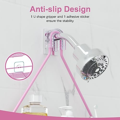 TreeLen Pink Shower Caddy Over Shower Head, Pink Bathroom Accessories, Gift for Girlfriend, Wife, Little Girl