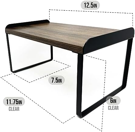 Mitus Stacking Wood Shelf Organizer, Counter Cabinet Storage Rack, 12 inch