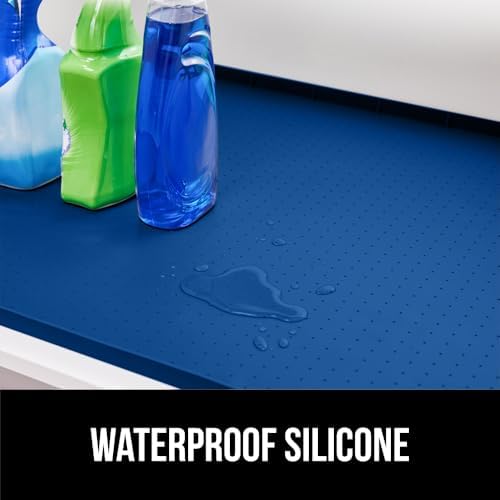 GORILLA GRIP Waterproof Silicone Under Sink Mat, Stay in Place, 28x22 Blue