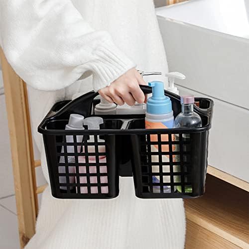 Portable Shower Caddy Basket Plastic Storage Basket with Compartments Black