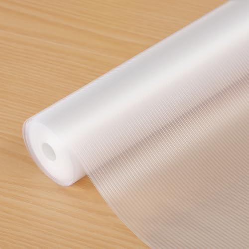 Shelf Liners 24 inch x 20 ft Shelf Liners for Kitchen cabinets nonstick Shelf Lining Drawer Mats EVA Protector for Cupboard (Clear Ribbed,24 inch x 20 ft)