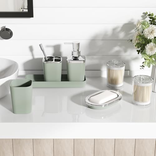 XLHOMO Sage Green Bathroom Set, Bathroom Accessory Set, Green Bathroom Set