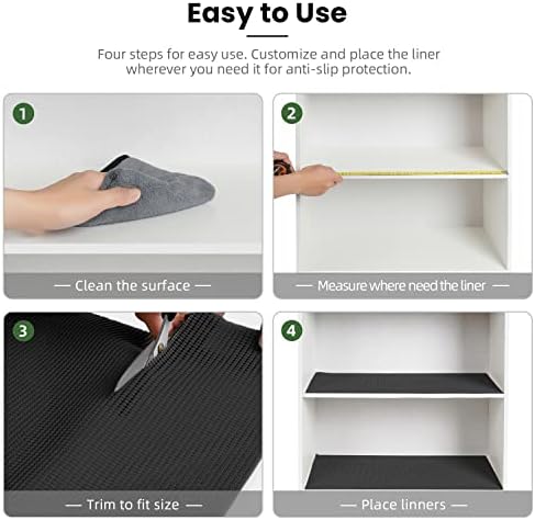 BAGAIL Non-Adhesive Shelf Liner, Thick Strong Grip Drawer Liners for Kitchen Cabinets, Heavy-Duty Easy Cut Cabinet Liners for Shelves, Pantry, Bathroom Cupboards - 12" x 20FT, Black