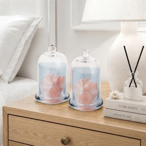 rejomiik Qtip Holder Glass Apothecary Jars with Lids Bathroom Storage Blue