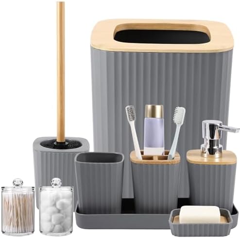 XLHOMO Bathroom Set, 9PC Grey Bathroom Set, Bathroom Accessories Set
