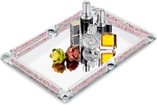 Crystal Glass Tray, 11.8"x7.9" Rose Rectangular Perfume Tray
