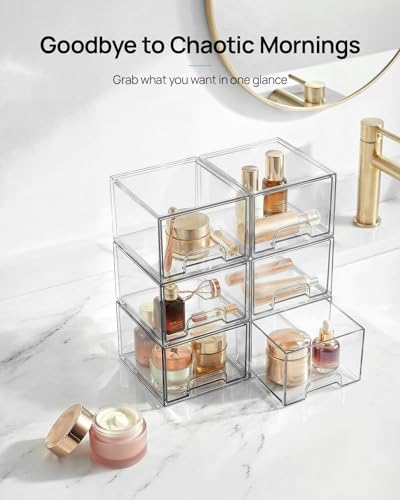 Vtopmart 12 Pack Small Clear Stackable Storage Drawers