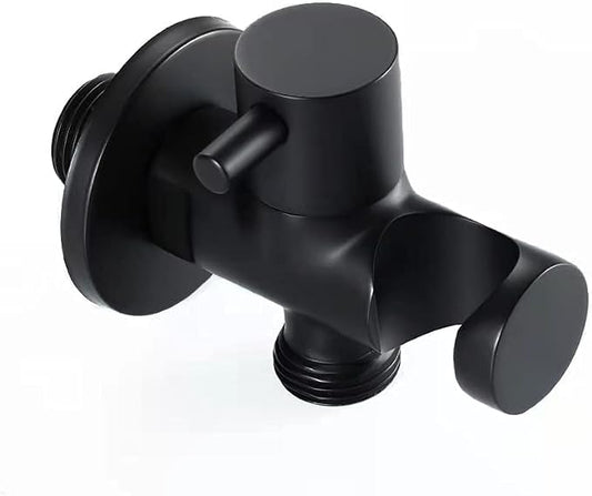 Handheld Shower Head Holder with Hose Connector Shower Head Shut Off Valve Shower Wand Holder Wall Mount Hand Held Shower Handle Sprayer Holder Toilet Bidet Spray Head Bracket Matte Black