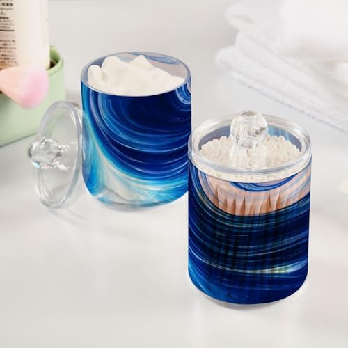 MNSRUU 2 Pack Qtip Holder Organizer Dispenser Marble Bathroom Storage Canister Cotton Ball Holder Bathroom Containers for Cotton Swabs/Pads/Floss
