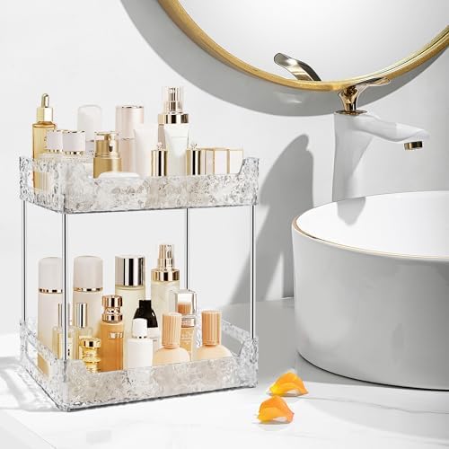 2-Tier Bathroom Counter Organizer Countertop Storage-Clear