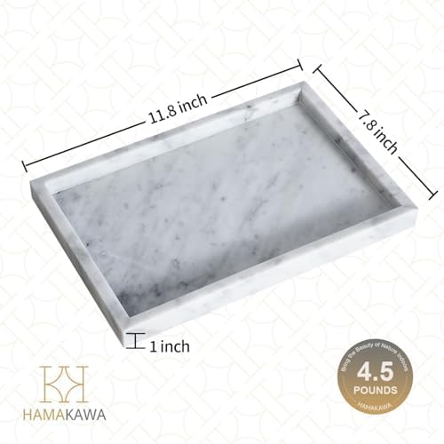 Italian White Marble Vanity Tray, Real Natural Bathroom Tray 12 inch, Carrara White Stone Trays, Large Perfume Trays, Cosmetic Organizer