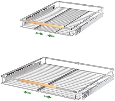 Pull-Out Cabinet Organizer, Stainless, 16.2-26.2 In, 2 Pack