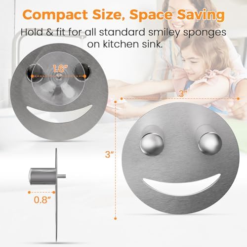 Semcide Sponge Holder, Stainless Steel Sink Caddy w/Suction Cup Installation, Sponge Organizer for Kitchen/Bathroom Sink, Self Draining, Dishwasher Safe for Holding Sponges, Silver(1-Pack)