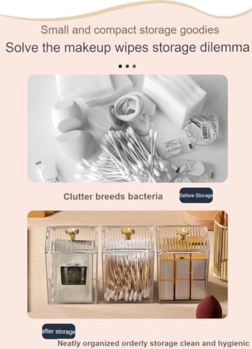 3 Pack Acrylic Qtip Holder Dispenser for Cotton Swabs Balls Pads Floss Picks, Bathroom Canister Storage Organizer, Acrylic Canister Apothecary Jar Set, Makeup Storage Organizer
