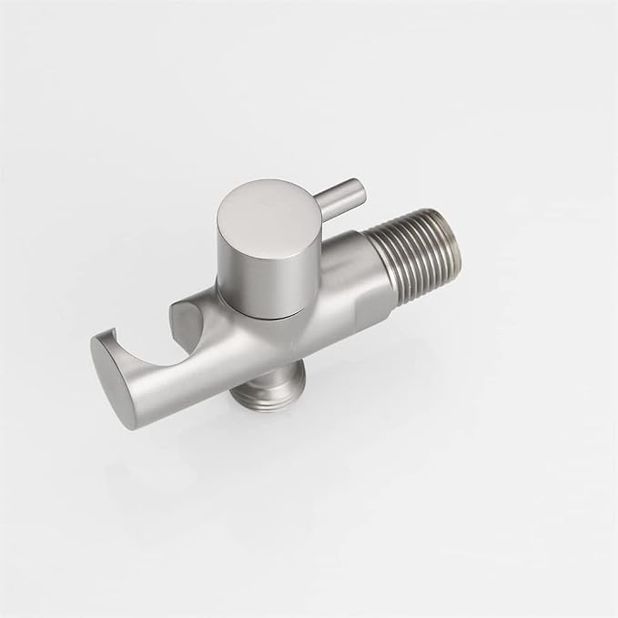 Hand Held Shower Head Holder with Hose Connector Shower Head Shut Off Valve Shower Wand Holder Wall Mount Handheld Shower Handle Sprayer Holder Toilet Bidet Spray Head Bracket Brushed Nickel