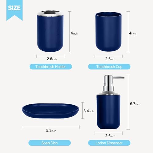 Blue Bathroom Accessories Set 4 PCS, Blue Bathroom Accessories