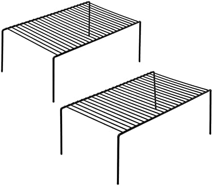 Redrubbit 2 Pack Large (15.7 x 9. 4 Inch) Cabinet Storage Shelf Rack, Rustproof Kitchen Counter and Cabinet Shelf, Storage Rack Organizer for Kitchen, Fridge, Cabinet, Bathroom, Black