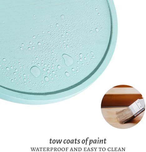 Round Decorative Tray Farmhouse Kitchen Decor Soap Dish, 12" Light Blue