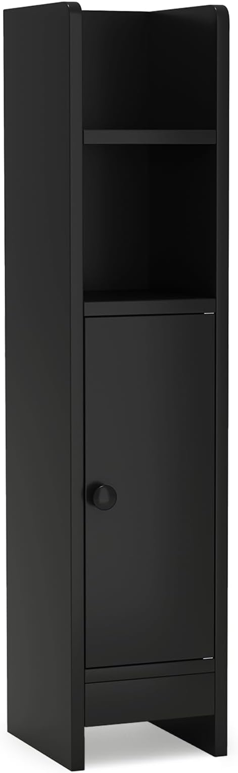 GIANTEX Bathroom Cabinet, Narrow Side Cabinet with Adjustable Shelf, Bathroom Cabinet, Space Saving, Storage Cabinet for Laundry Room, Living Room & Kitchen, 20 x 18 x 80 cm (Black)