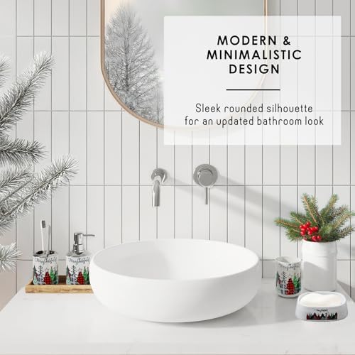 Clara Clark Bathroom Set - Christmas Bathroom Sets with Shower Curtain and Rugs, Xmas Bathroom Accessories Set, 22PC Christmas Shower Curtain Set with Liner, Soap Dispenser, Toilet Brush, & Trash Can