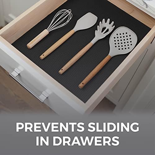 HOME GENIE Shelf Drawer and Cabinet Liner, Non Adhesive, 12x20 Pitch Black