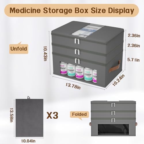 3-Tier Medicine Cabinet Organizer, Fabric Medicine Organizer, Grey