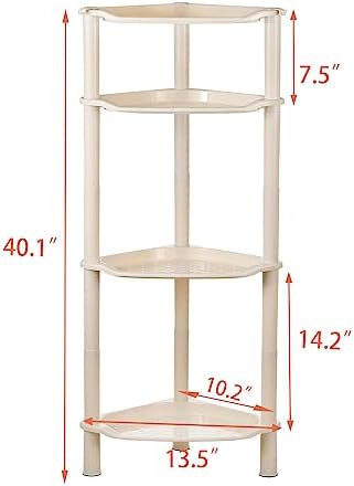 4 Tier Shower Caddies, Organizer Shelf Corner, Plastic Shower Rack Stands for Bathroom, Storage Bath Shower Caddy, 13.5X 10 x 33.5 Inches, Beige (Round Slot Beige 4 Tier)