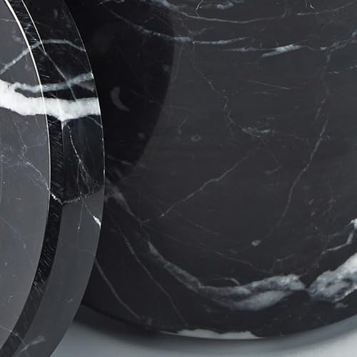 Black Natural Marble Storage Jar with Lid, 3 Inch Dia 3.5 Inch Ht Elegant Stone Canister, Damp-Proof Cosmetic Container for Cotton Swabs, Jewery, Bathroom Jar