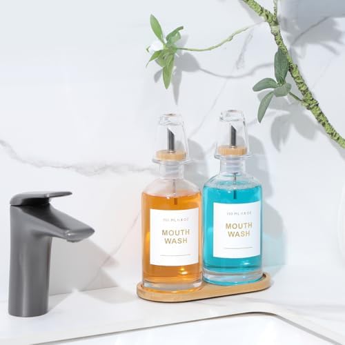 11.8OZ Glass Mouthwash Dispenser, Set of 2, Clear