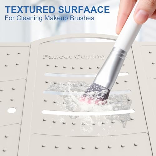 Mofason Large Bathroom Sink Makeup Mat - Foldable Sink Top Cover Pearl