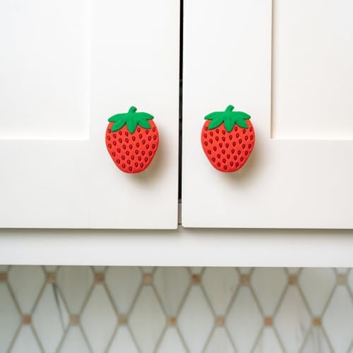 Knobēz 12pk Decorative Knob Covers - Strawberry Fruit Cabinet Accents