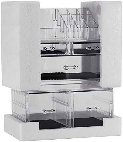 Sooyee Makeup Organizer,Acrylic Cosmetic Organizer Storage Drawers Jewelry and Cosmetic Display Cases Box(5 Drawers 7 Tiers) 3 Pieces Stackable,Clear