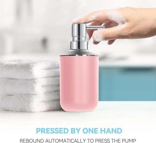 Pink Bathroom Accessories Set 2 PCS, Soap Dispenser and Toothbrush Holder