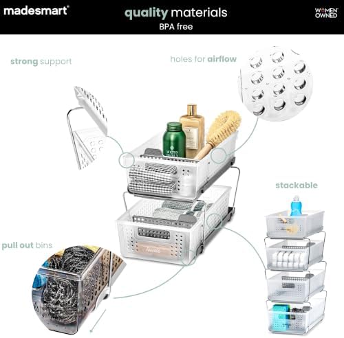 madesmart Two Tier Pull Out Organizer, Frost