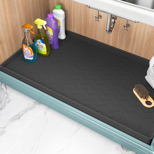 TigeJoy Under Sink Mats for Kitchen Waterproof 28" x 19", Cabinet Liner