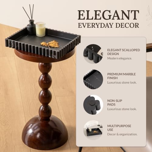 12" Black Resin Decorative Tray, Home Decor for Coffee Table