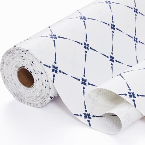 Drawer Shelf and Cabinet Liner, Thick Strong Grip,Shelf Liners Non-Adhesive Liners Protect Kitchen Cabinets and Cupboard, Bathroom Drawers,Under Sink Mat, 23.6IN X 30FT, Blue Stripe