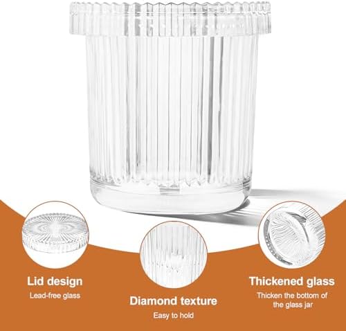 Glass Qtip Dispenser 2 Pack, Clear Bathroom Storage Organizer for Cotton Swabs, Balls, Pads & Floss Picks, Vanity Makeup Essential Accessories (Clear)
