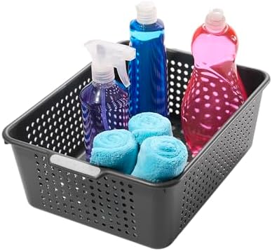 madesmart Classic Large Storage Basket with Soft Handle, Granite