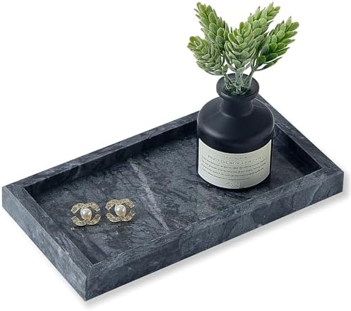 Natural Small Marble Vanity Tray, Stone Organizer for Bathroom & Kitchen