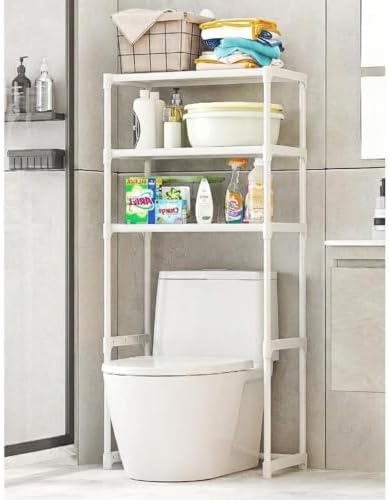 3-Tier Over the Toilet Storage, Metal Bathroom Shelve, Over Toilet Bathroom Organizer Storage Rack, Space Saver Freestanding Shelf for Restroom Laundry Balcony Room