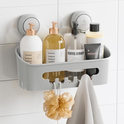 TAILI Shower Caddy Suction Cup, Bathroom Organizer Shelf Grey