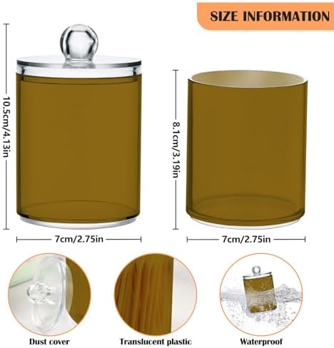 Gredecor 4 Pack Goldenrod Qtip Holder Organizer Dispenser Clear Bathroom Storage Canister Cotton Ball Holder Bathroom Containers for Cotton Swabs/Pads/Floss