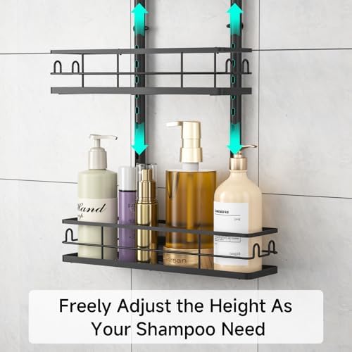 Shower Caddy Hanging Rustproof, 4 Tier Adjustable Hanging Shower Caddy Over Showerhead, No Drilling Handing Shower Racks for Bathroom Shampoo Soap Storage