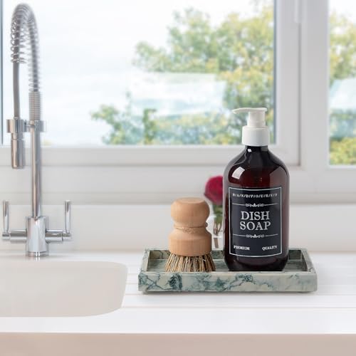 Natural Small Marble Vanity Tray, Stone Organizer for Bathroom & Kitchen